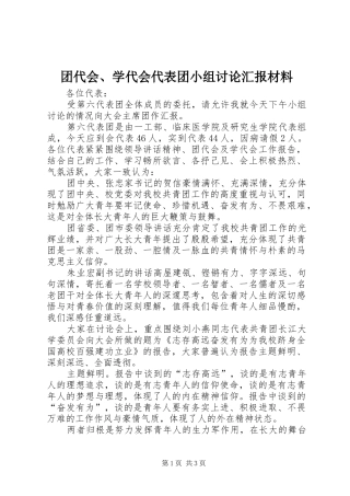 团代会、学代会代表团小组讨论汇报材料