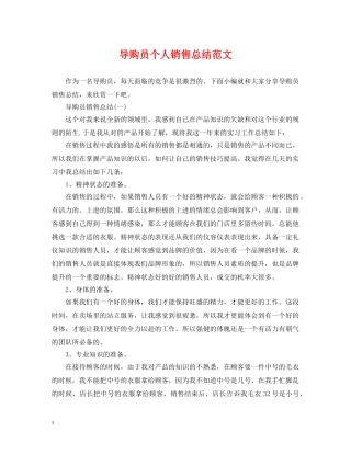 导购员个人销售总结范文 
