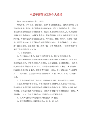 中层干部信访工作个人总结 