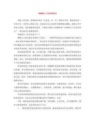 导游新人工作总结范文 