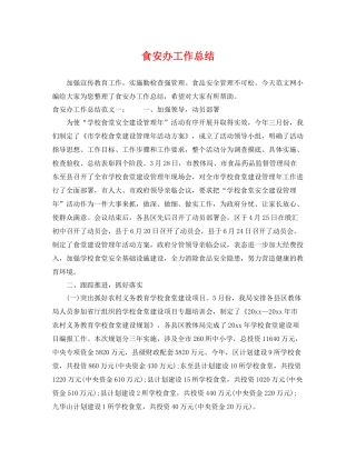 食安办工作总结 