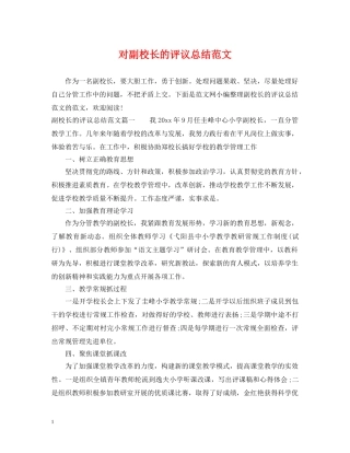 对副校长的评议总结范文 