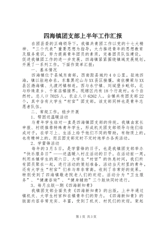 四海镇团支部上半年工作汇报
