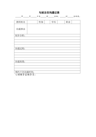 与班主任沟通记录