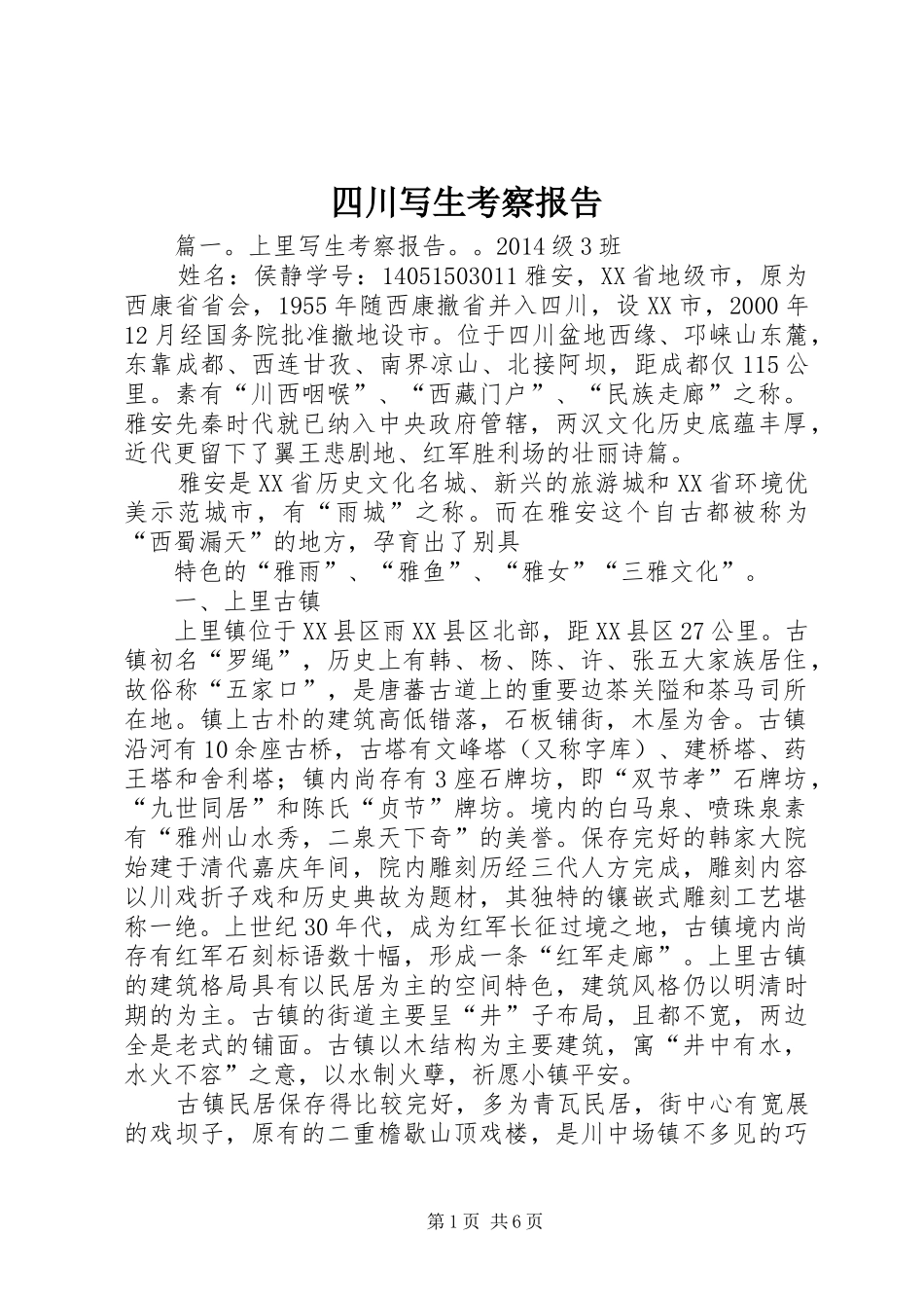 四川写生考察报告_第1页