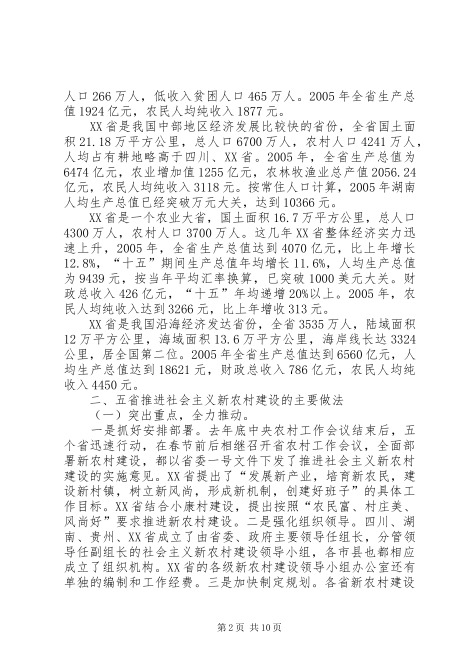 四川、贵州、湖南、江西、XX省社会主义新农村建设学习考察报告_第2页