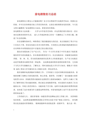 家电销售实习总结 