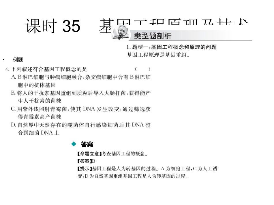 【名校名师】2015届高三生物高考考点课时训练：专题十五：现代生物科技专题（共36张PPT）_第3页