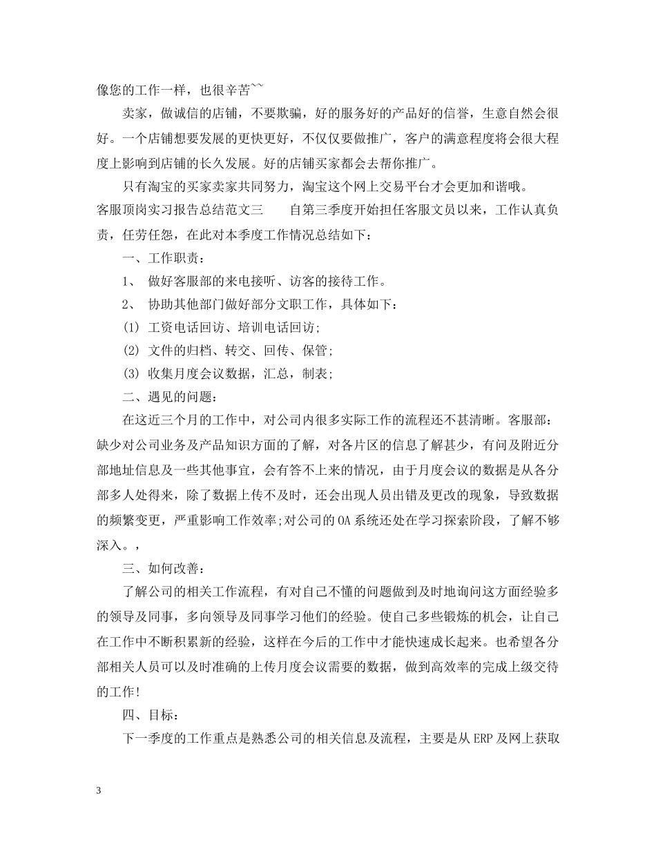 客服顶岗实习报告总结 _第3页