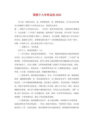 国税个人年终总结2020 