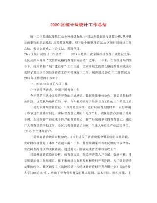 区统计局统计工作总结 