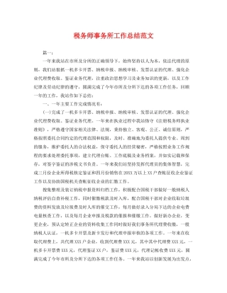 税务师事务所工作总结范文 
