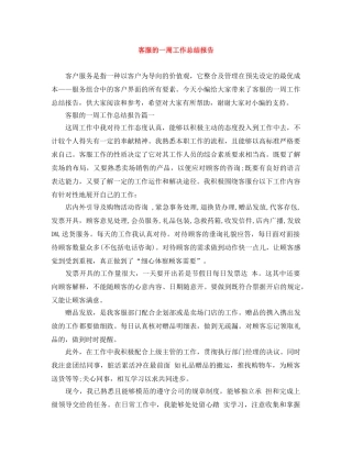 客服的一周工作总结报告 