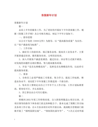 客服新年计划 