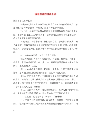 客服总监的自我总结 