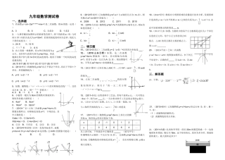 2013九年级数学寒假试卷二次函数0
