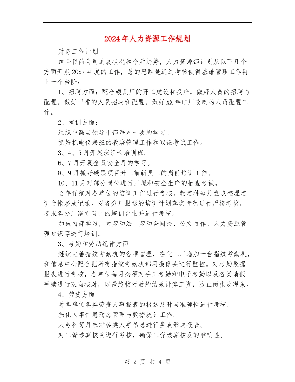 2024年人力资源工作规划_第2页