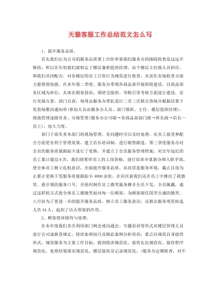 天猫客服工作总结范文怎么写 