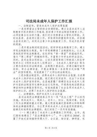 司法局未成年人保护工作汇报