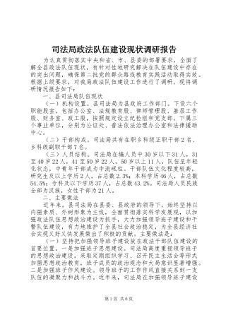 司法局政法队伍建设现状调研报告