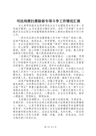 司法局推扫黑除恶专项斗争工作情况汇报