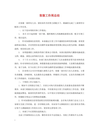 客服工作周总结 
