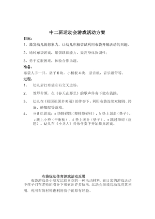 布袋玩法体育游戏活动反思