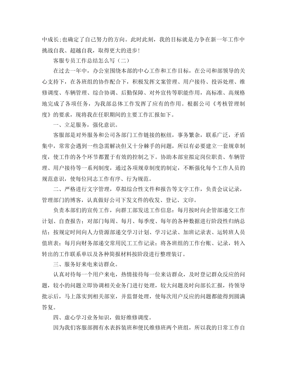 客服专员工作总结怎么写 _第2页