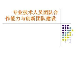 专业技术人员团队合作能力与创新团队建设20031
