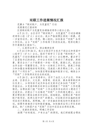 双联工作进展情况汇报