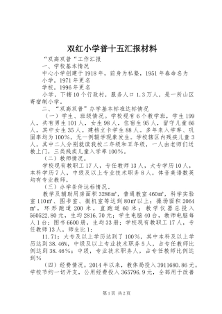 双红小学普十五汇报材料