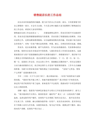 销售副店长的工作总结 