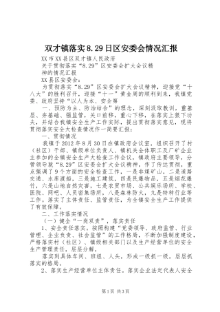 双才镇落实8.29日区安委会情况汇报