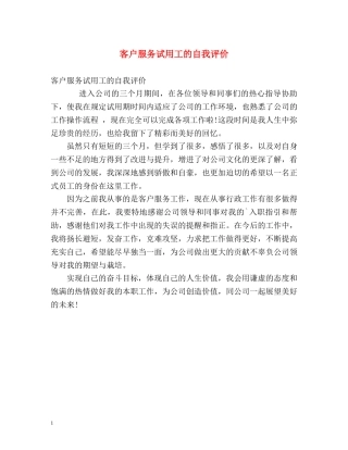 客户服务试用工的自我评价 