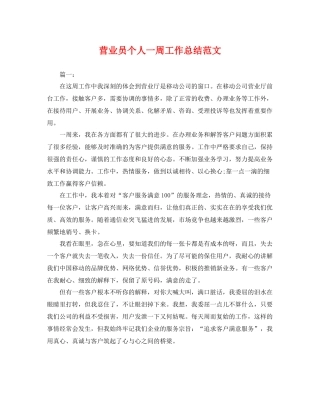 营业员个人一周工作总结范文 