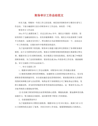 财务审计工作总结范文 