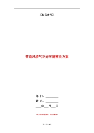 营造风清气正好环境整改方案
