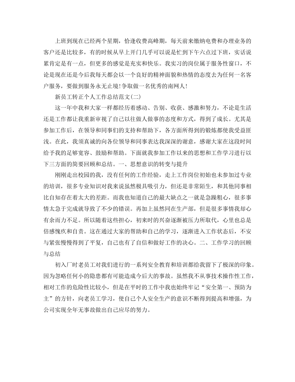 新员工转正个人工作总结范文 _第2页