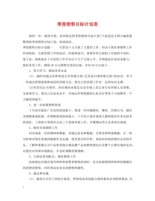 季度销售目标计划表 