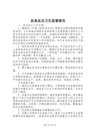 县食品及卫生监督报告