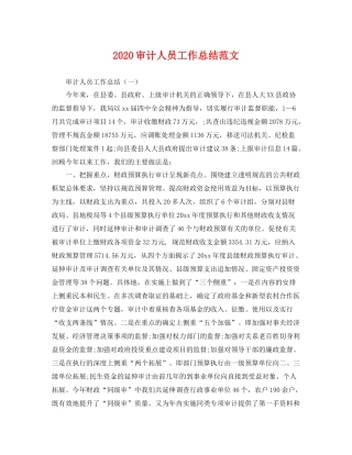 审计人员工作总结范文 