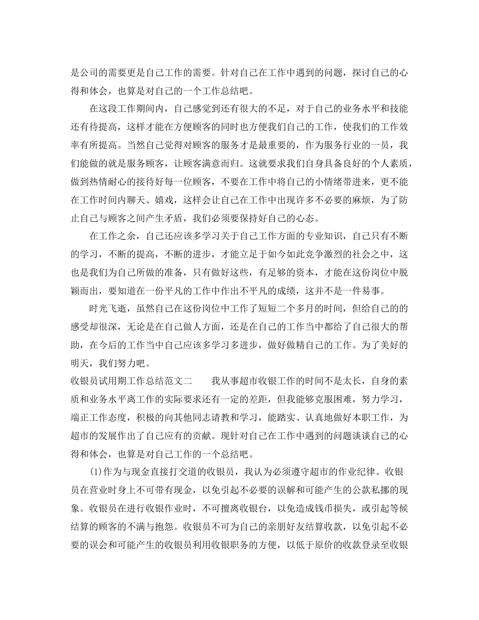 收银员试用期工作总结 _第2页