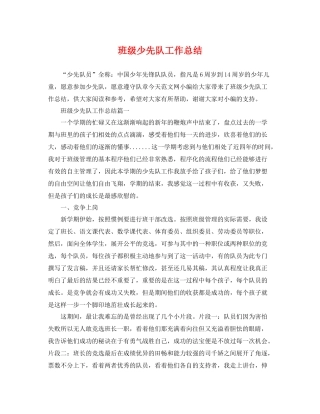 班级少先队工作总结 
