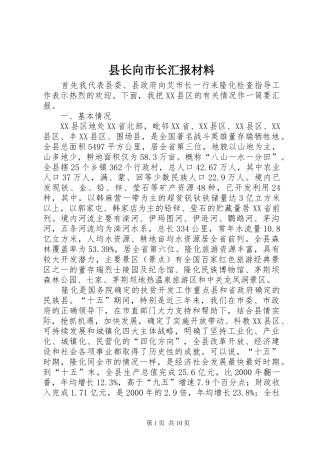 县长向市长汇报材料