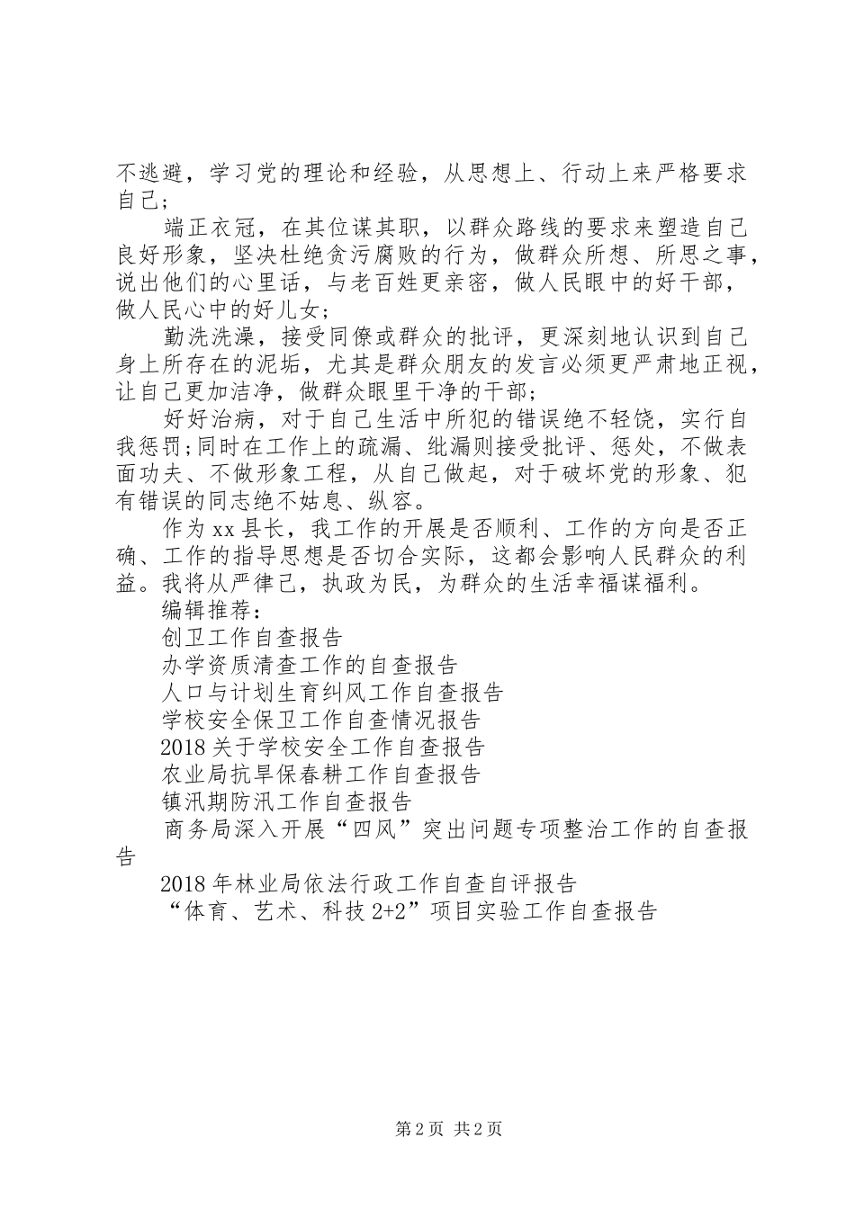 县长关于做好群众工作的自查报告_第2页