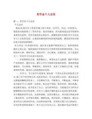奖学金个人总结 