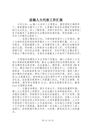 县镇人大代表工作汇报