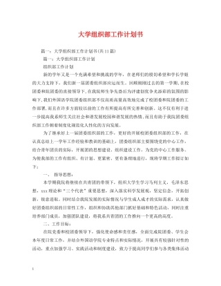 大学组织部工作计划书 