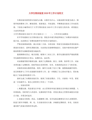 大学生物实验室2020年工作计划范文 