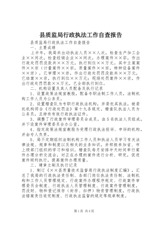 县质监局行政执法工作自查报告
